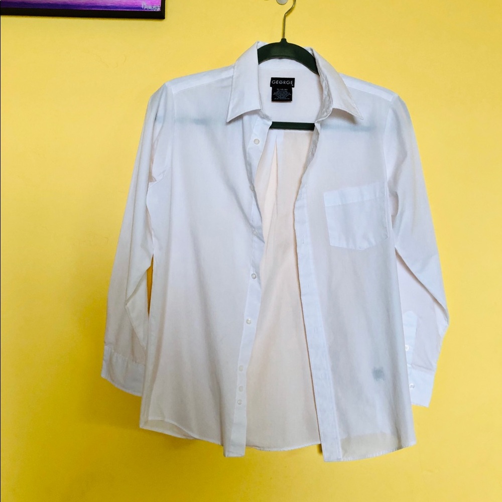 Kids White Dress Button Down Shirt Size 14/ 16